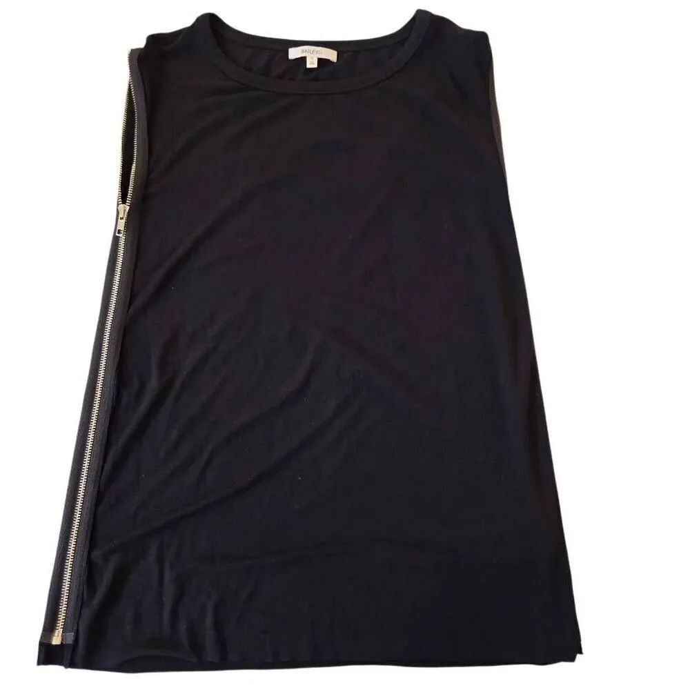 Bailey 44 Womens Sleeveless Zippered Sides Stretch Tank Top Black Size Small